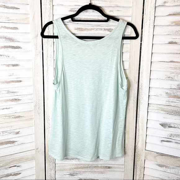EXPRESS | One Eleven Slub V Neck Lightweight Tank Top Blue - Picture 4 of 5